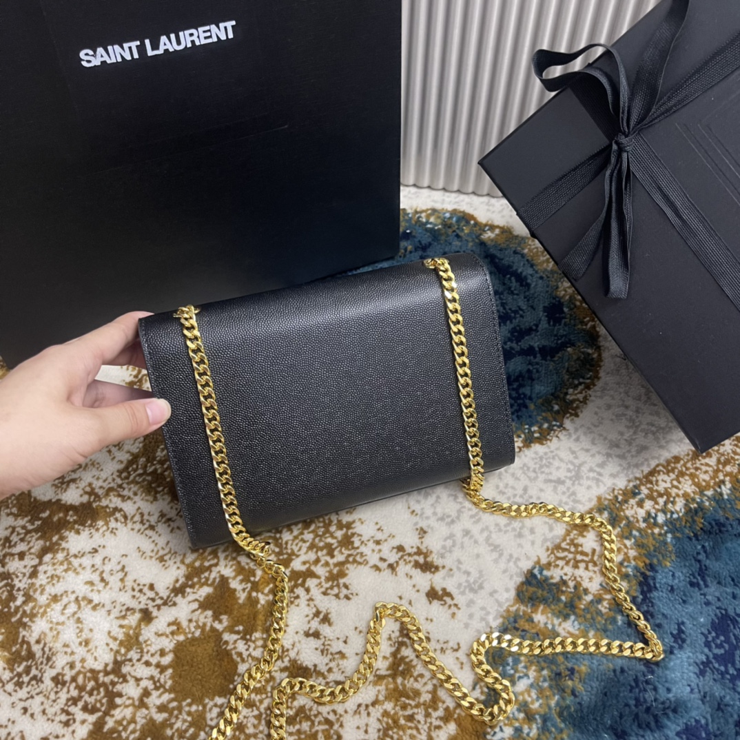 Túi Xách Nữ YSL KATE 377629 Màu Đen Khóa Vàng