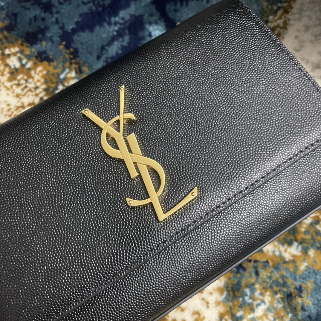 Túi Xách Nữ YSL KATE 377629 Màu Đen Khóa Vàng