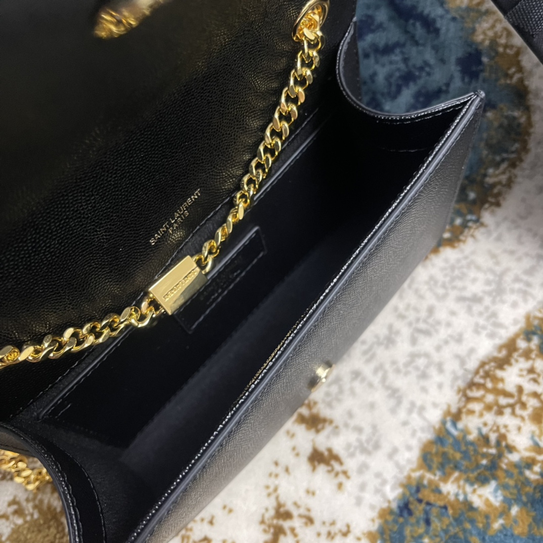 Túi Xách Nữ YSL KATE 377629 Màu Đen Khóa Vàng
