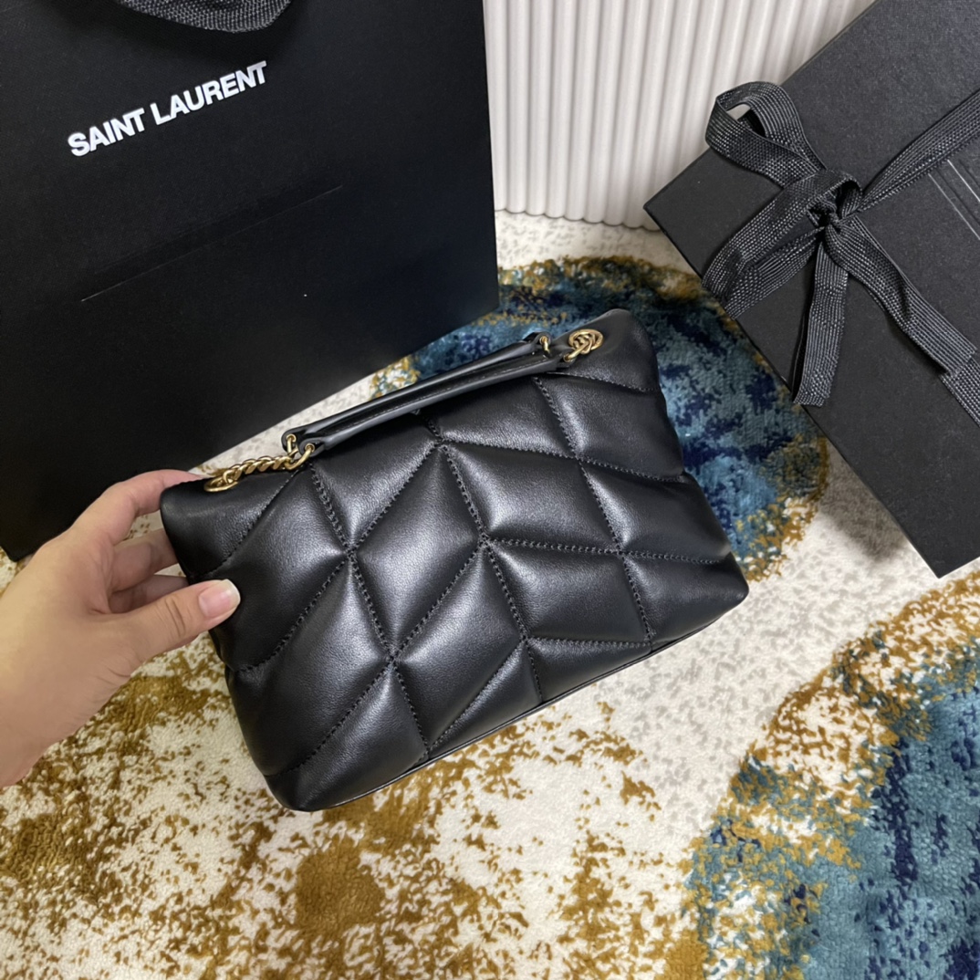 Túi Xách YSL Louou  Puffer 759337 Màu Đen Khóa Vàng