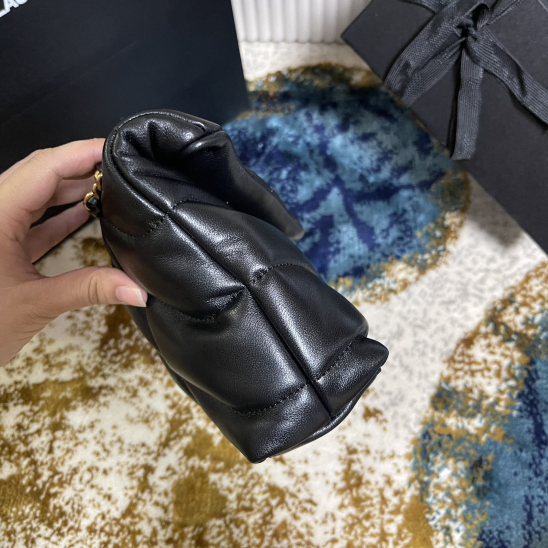 Túi Xách YSL Louou  Puffer 759337 Màu Đen Khóa Vàng
