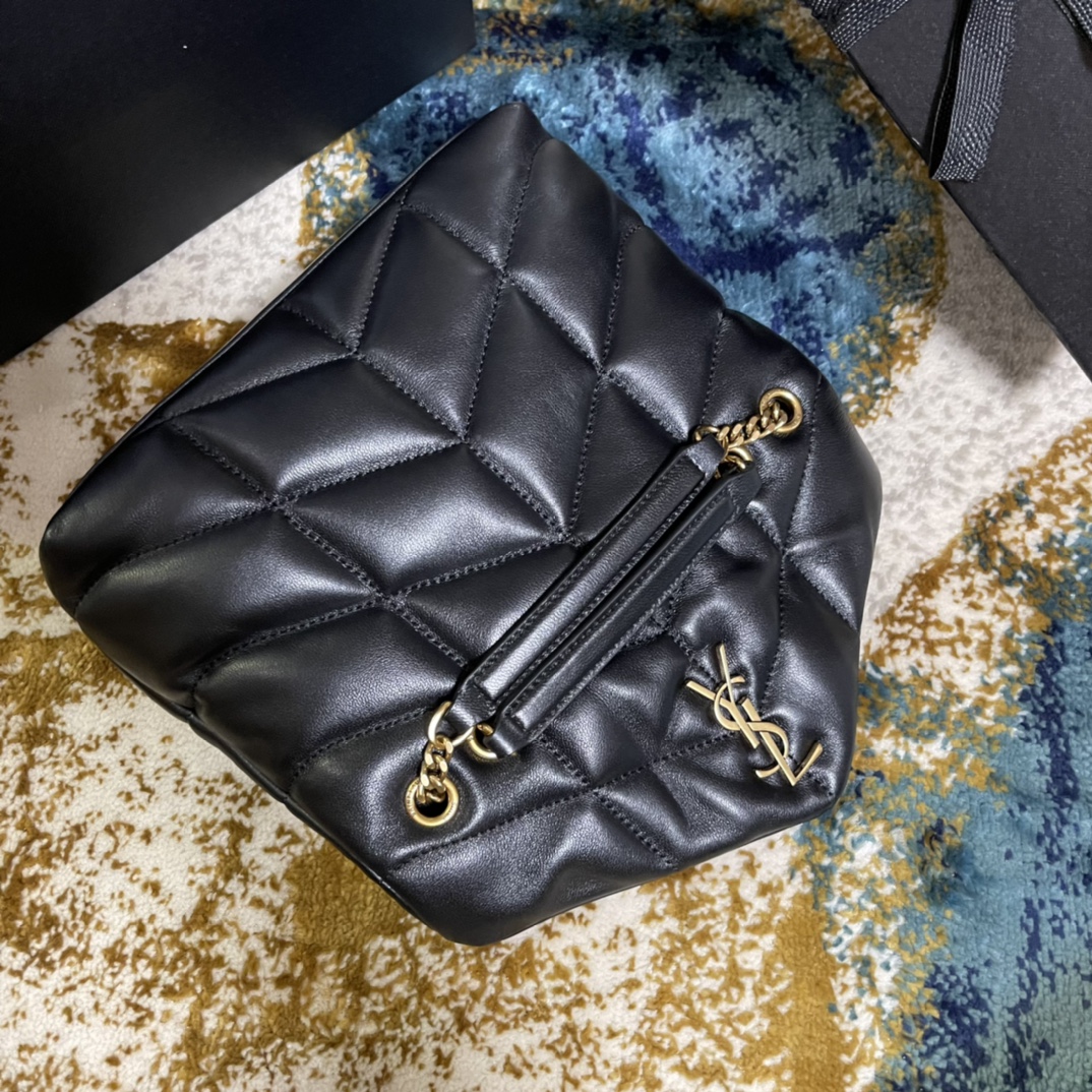 Túi Xách YSL Louou  Puffer 759337 Màu Đen Khóa Vàng