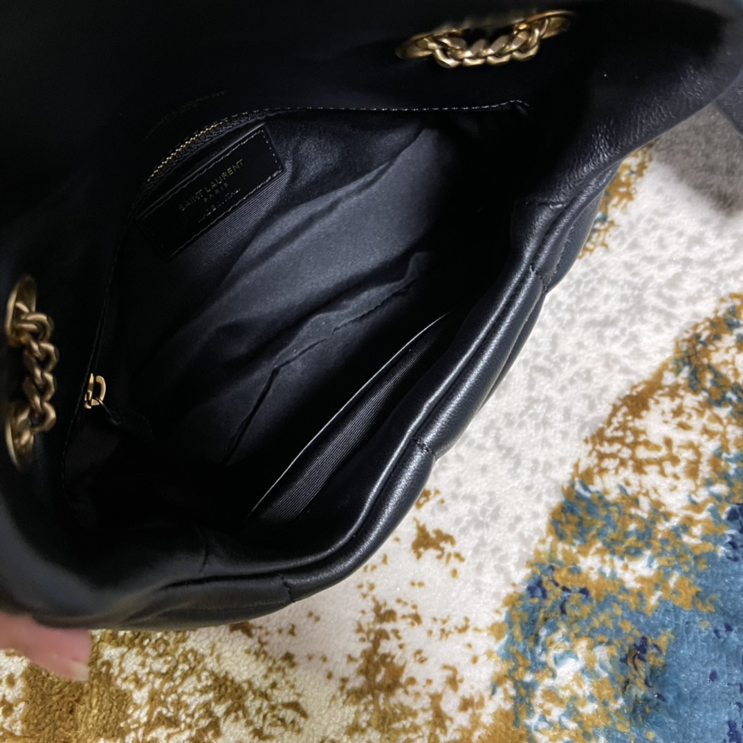 Túi Xách YSL Louou  Puffer 759337 Màu Đen Khóa Vàng