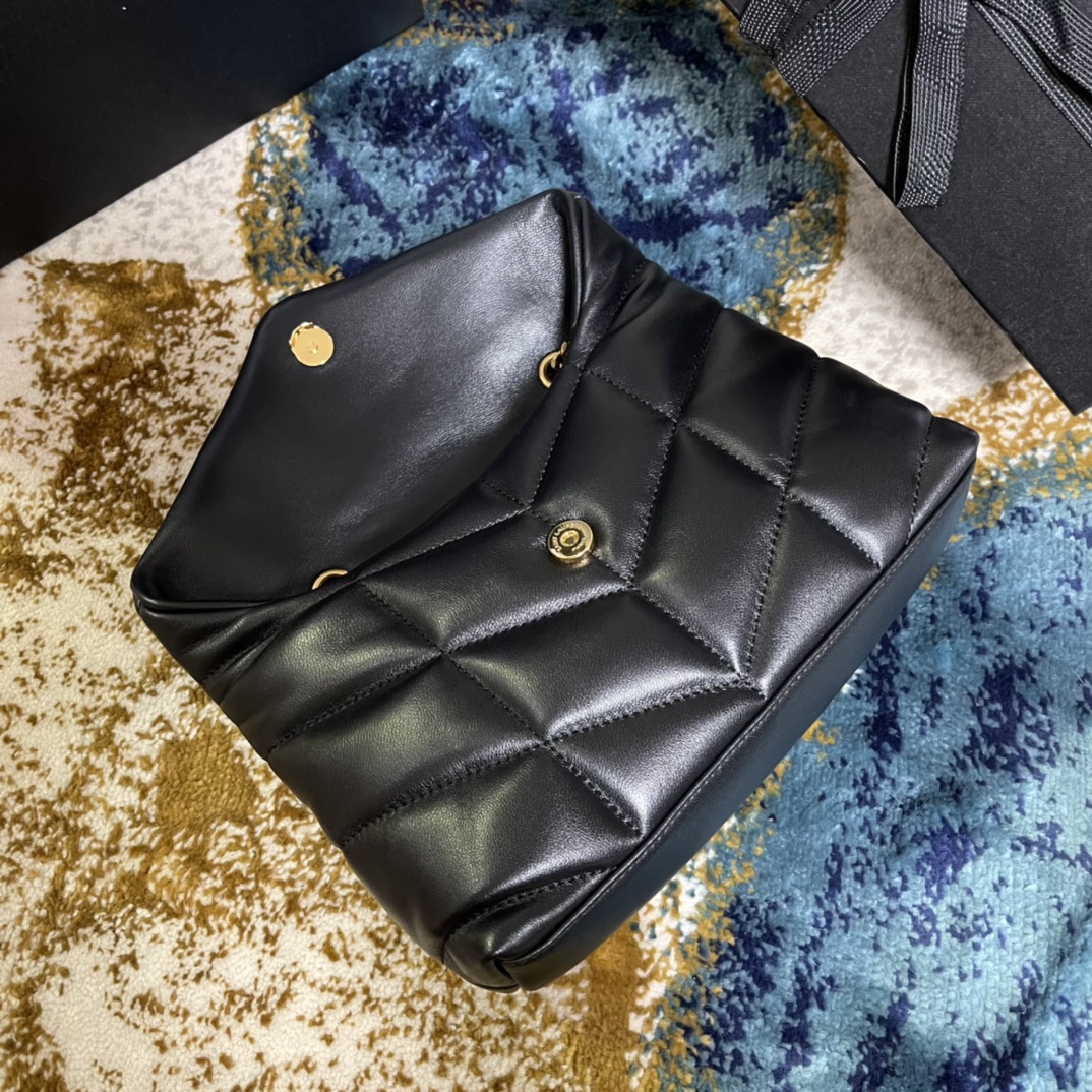 Túi Xách YSL Louou  Puffer 759337 Màu Đen Khóa Vàng
