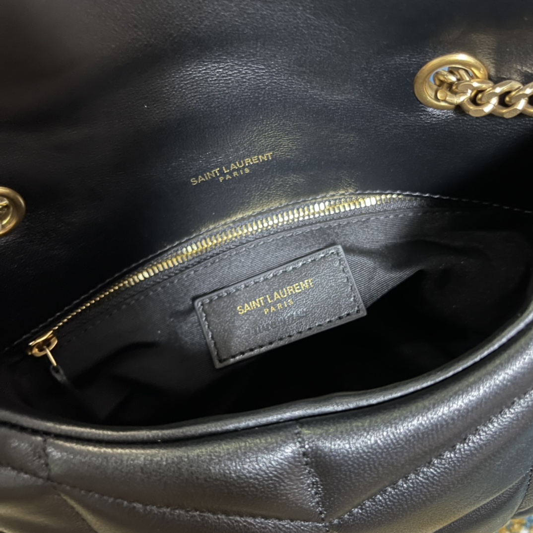 Túi Xách YSL Louou  Puffer 759337 Màu Đen Khóa Vàng
