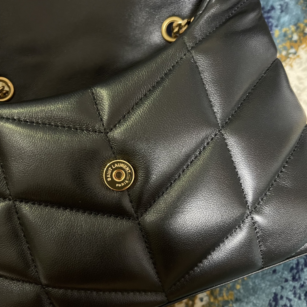 Túi Xách YSL Louou  Puffer 759337 Màu Đen Khóa Vàng