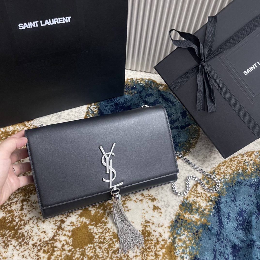 YSL KATE 377829 (Black-silver)